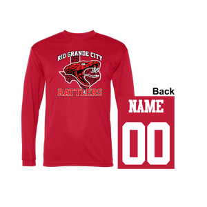 Quarterback Club-Red Fan Shirt-Personalized-Long sleeve