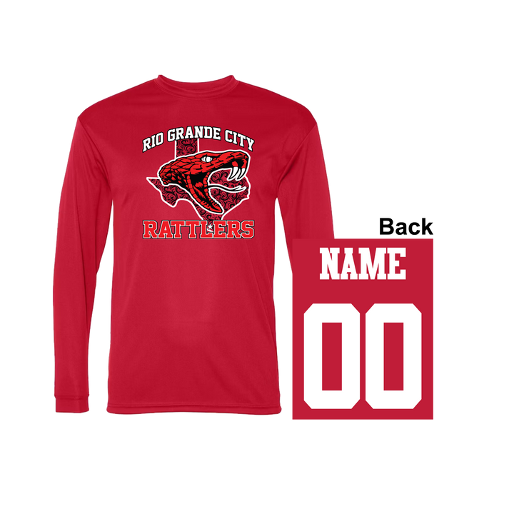 Quarterback Club-Red Fan Shirt-Personalized-Long sleeve