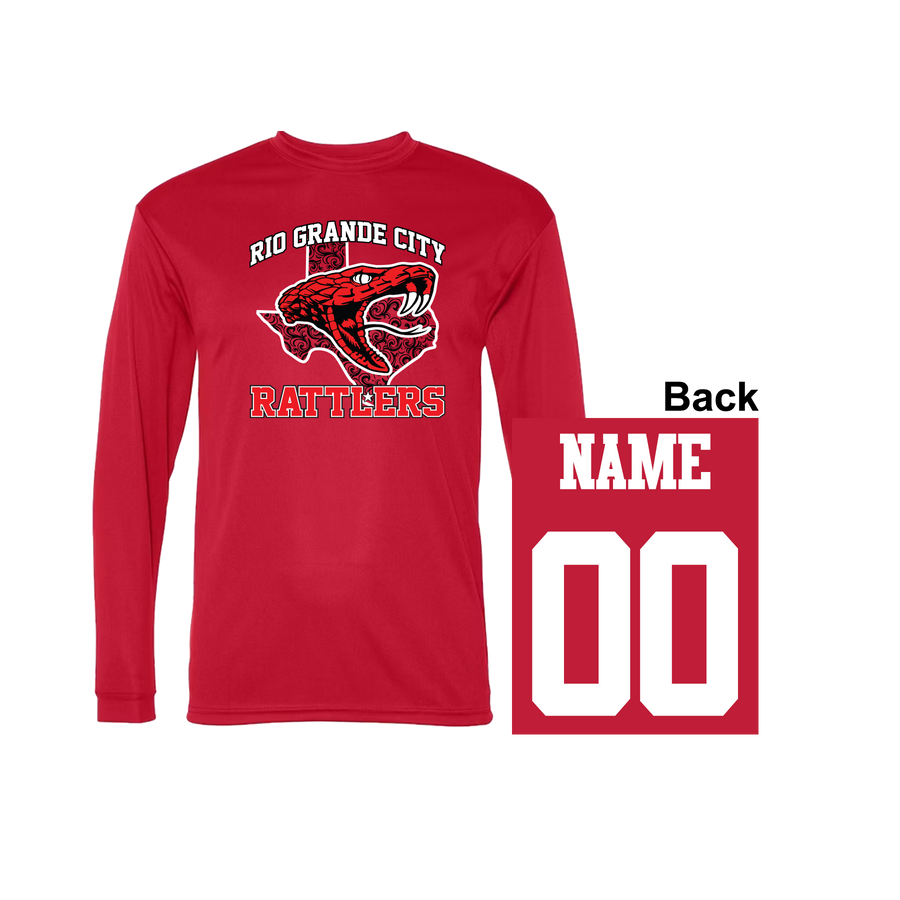 Quarterback Club-Red Fan Shirt-Personalized-Long sleeve